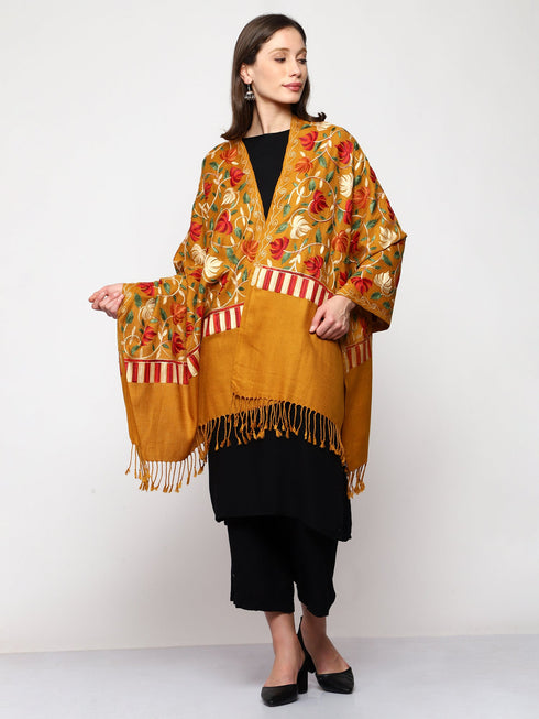 Women's Aari Embroidered Wool Stole